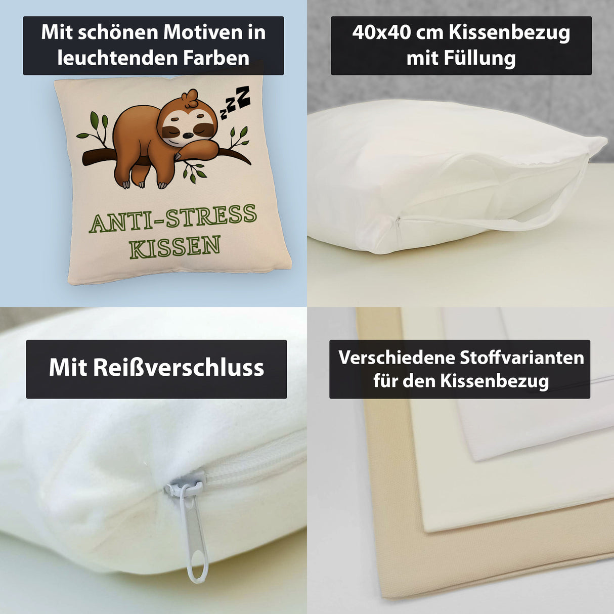 Anti-Stress Kissen mit schlafendem Faultier