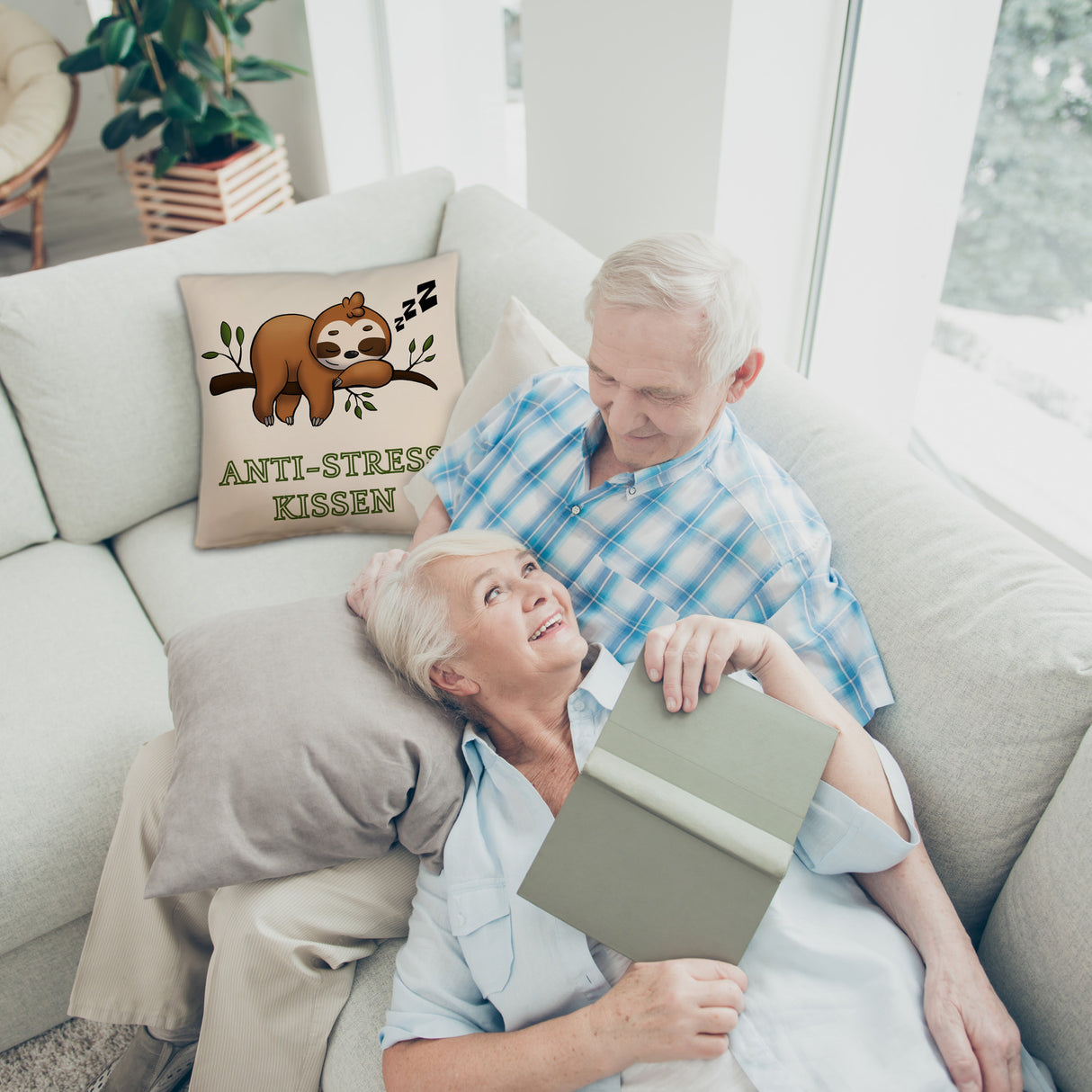Anti-Stress Kissen mit schlafendem Faultier