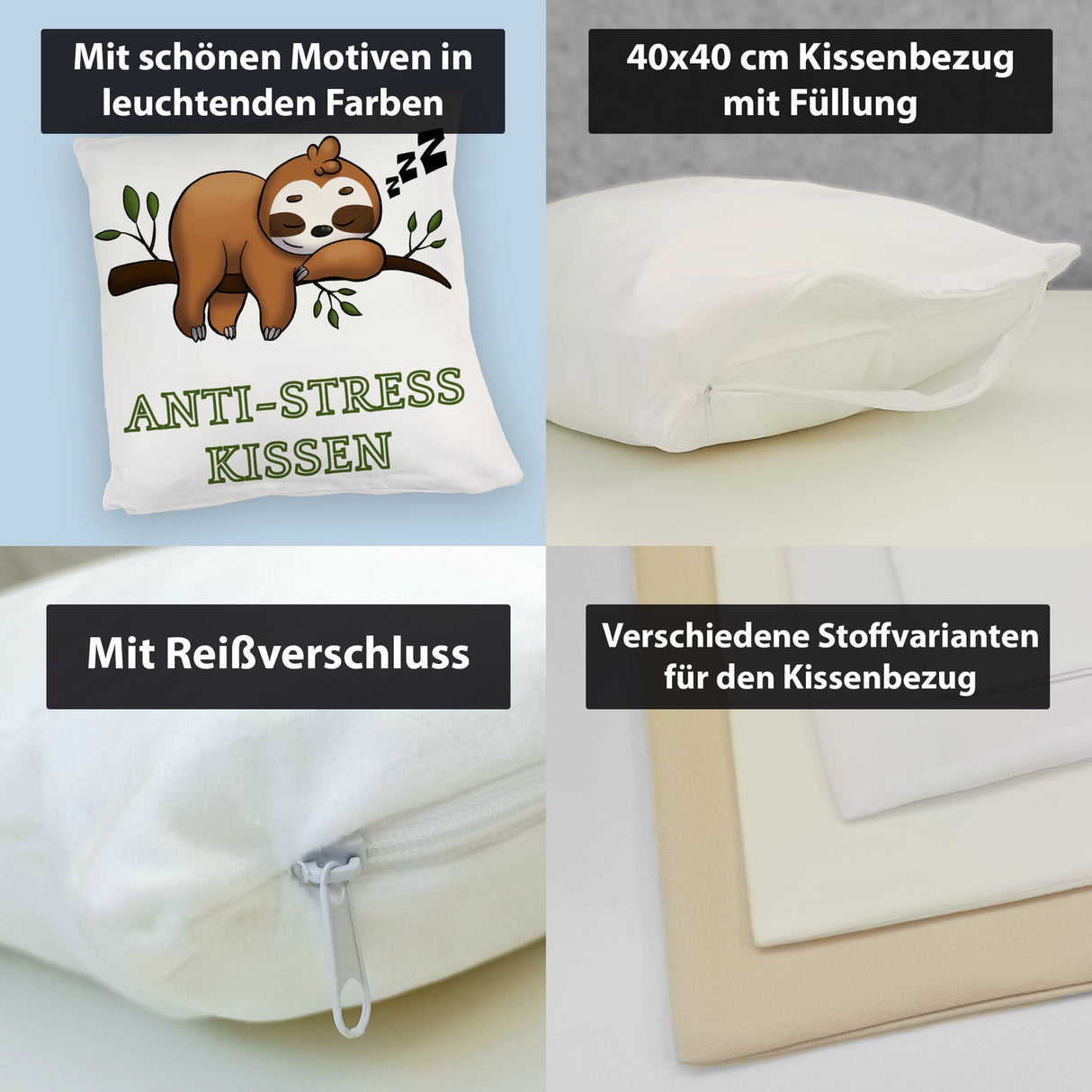 Anti-Stress Kissen mit schlafendem Faultier