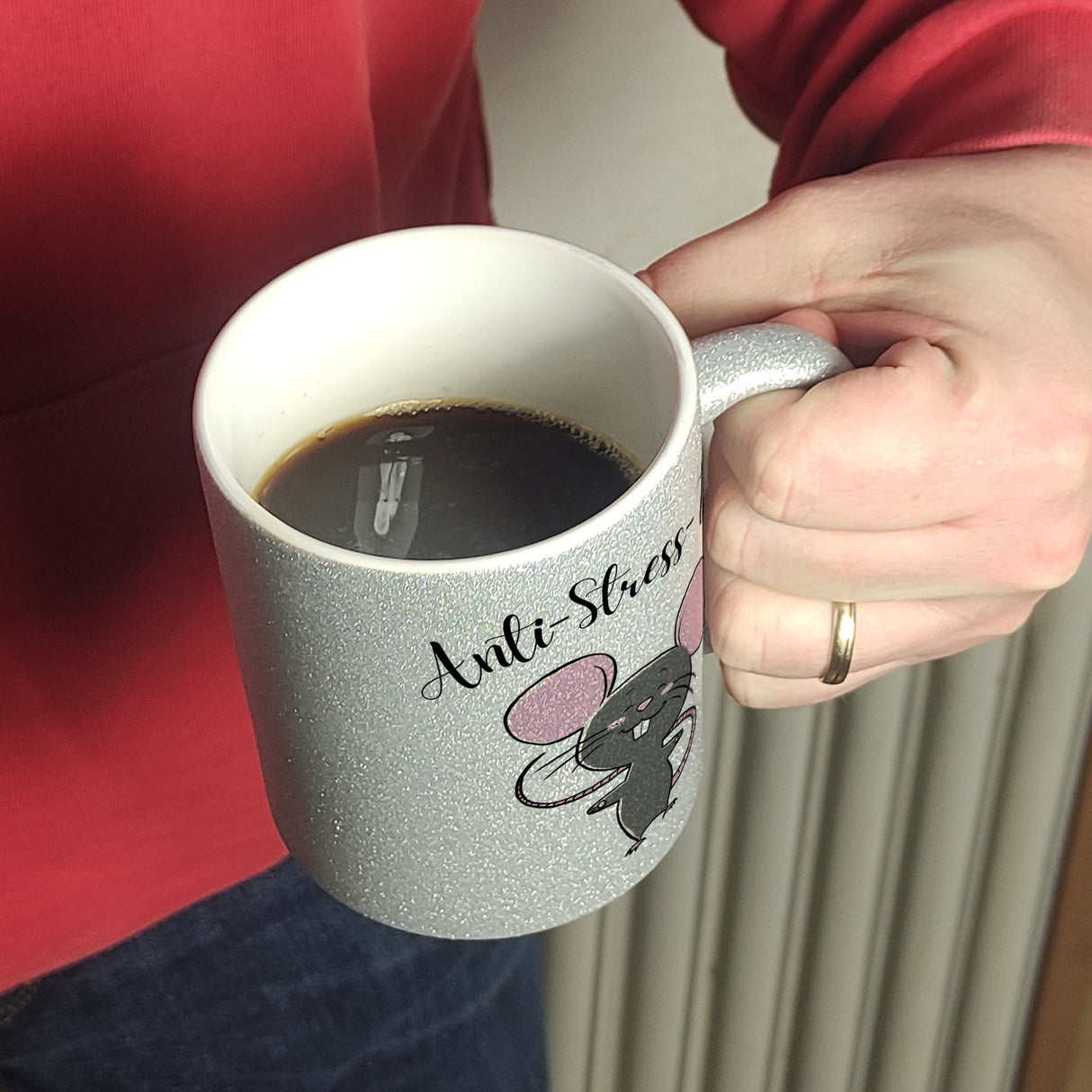 Anti-Stress Maus Kaffeebecher mit Spruch