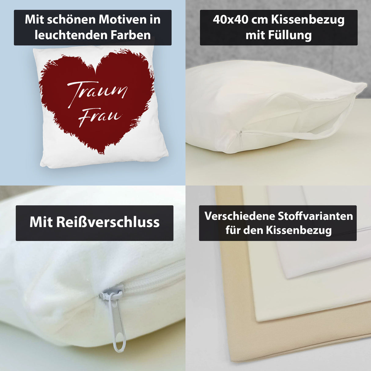 Traumfrau Kissen mit rotem Herz