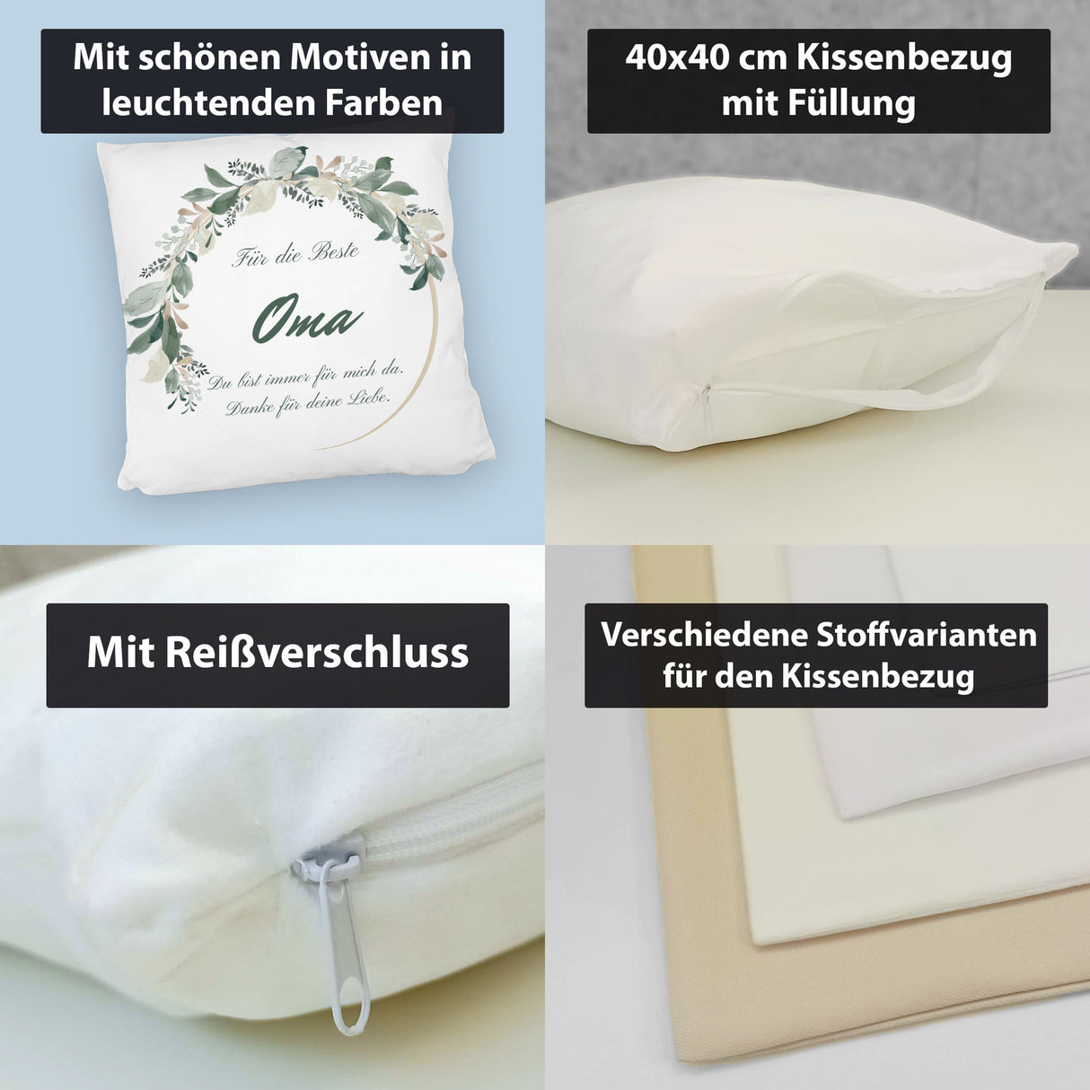 Für die beste Oma Kissen mit Spruch Du bist immer für mich da