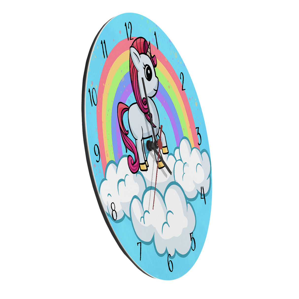 Einhorn mit Regenbogen Mädchen Wanduhr
