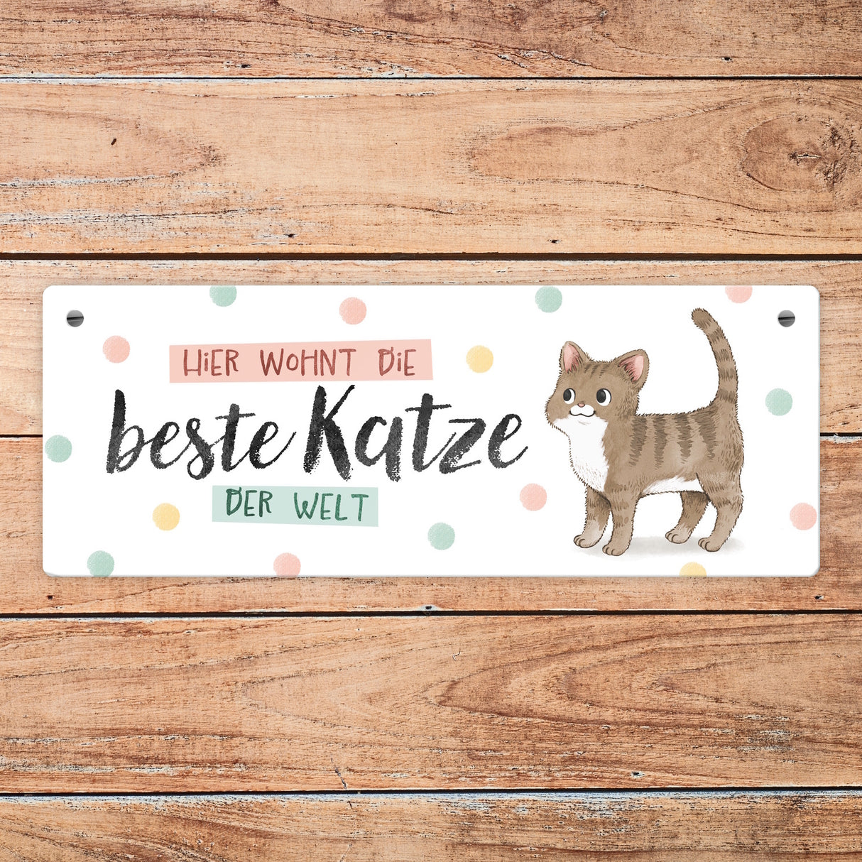 Beste Katze der Welt Metallschild mit oranger Katze und Spruch