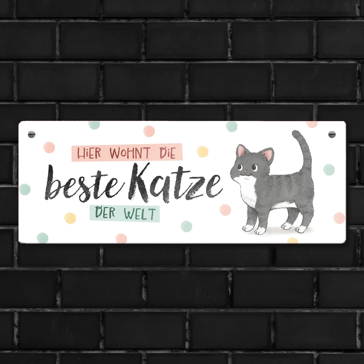 Beste Katze der Welt Metallschild mit oranger Katze und Spruch