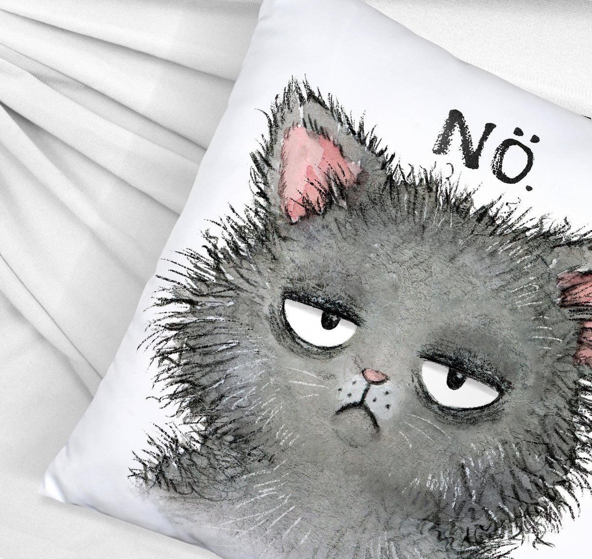 Genervte Katze Kissen mit Spruch Nö