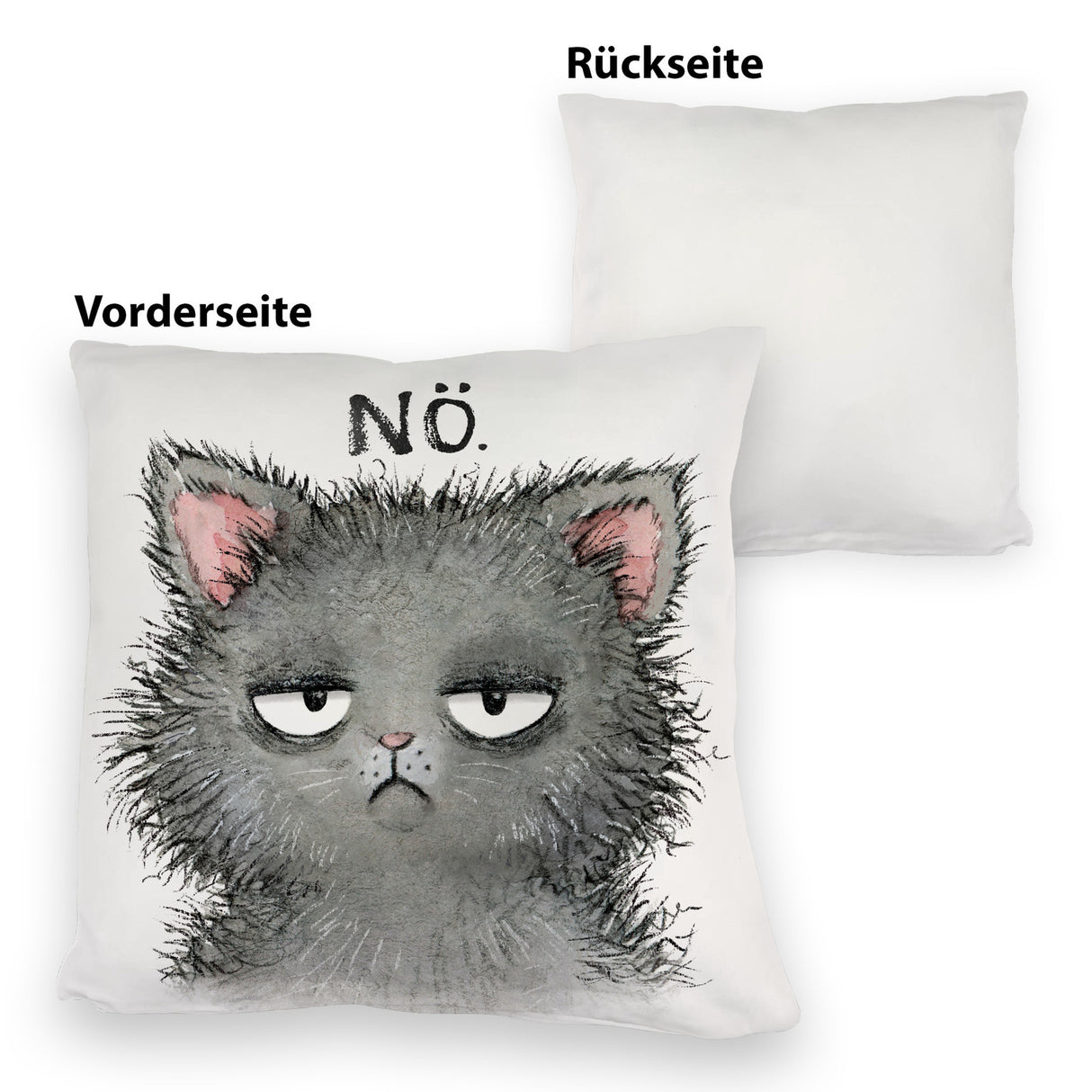 Genervte Katze Kissen mit Spruch Nö