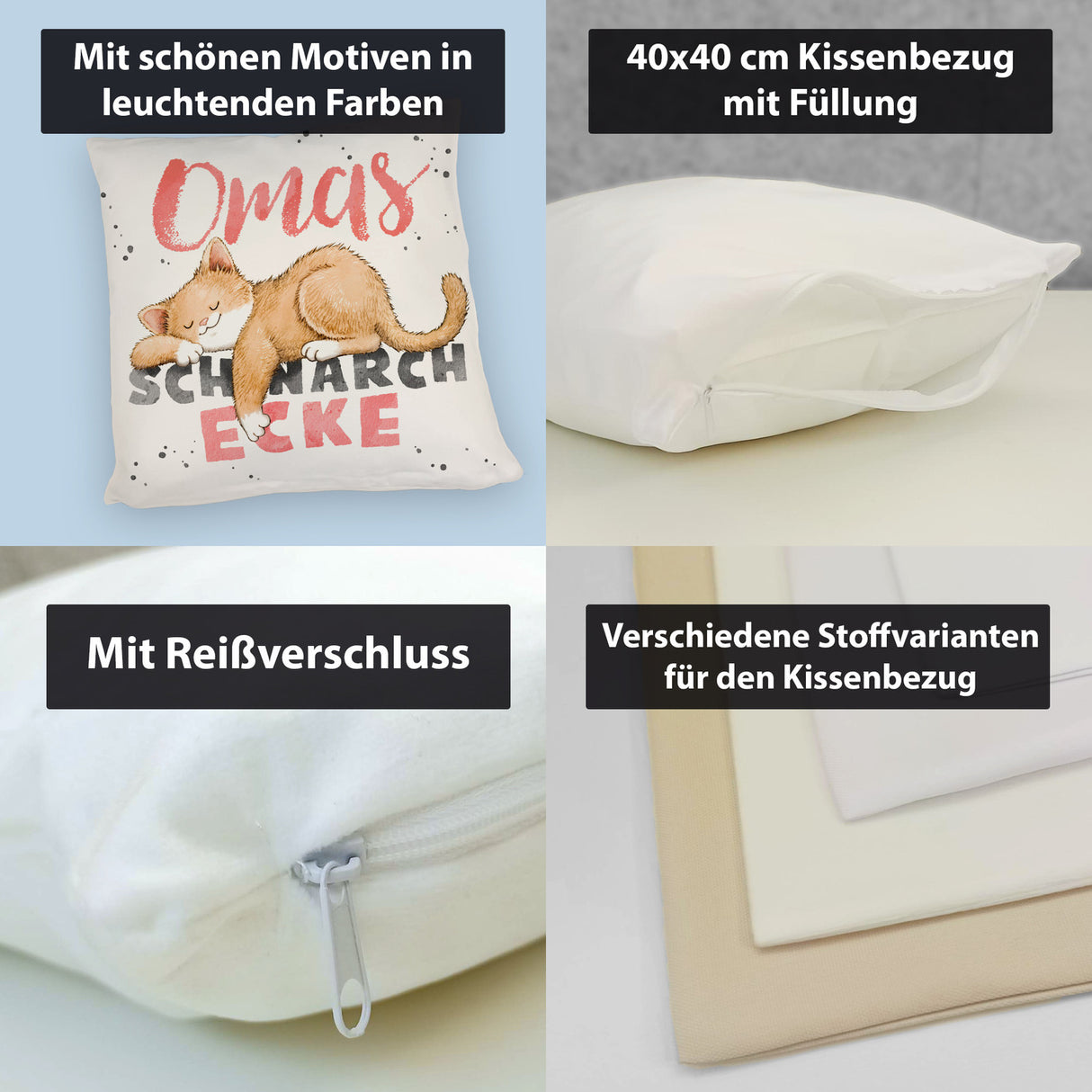 Orange Katze Kissen mit Spruch Mamas Schnarchecke