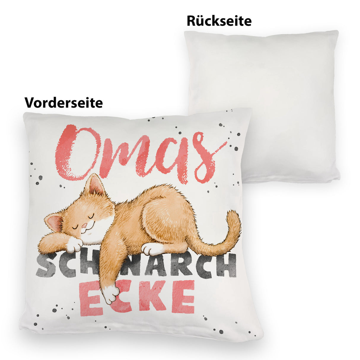 Orange Katze Kissen mit Spruch Mamas Schnarchecke