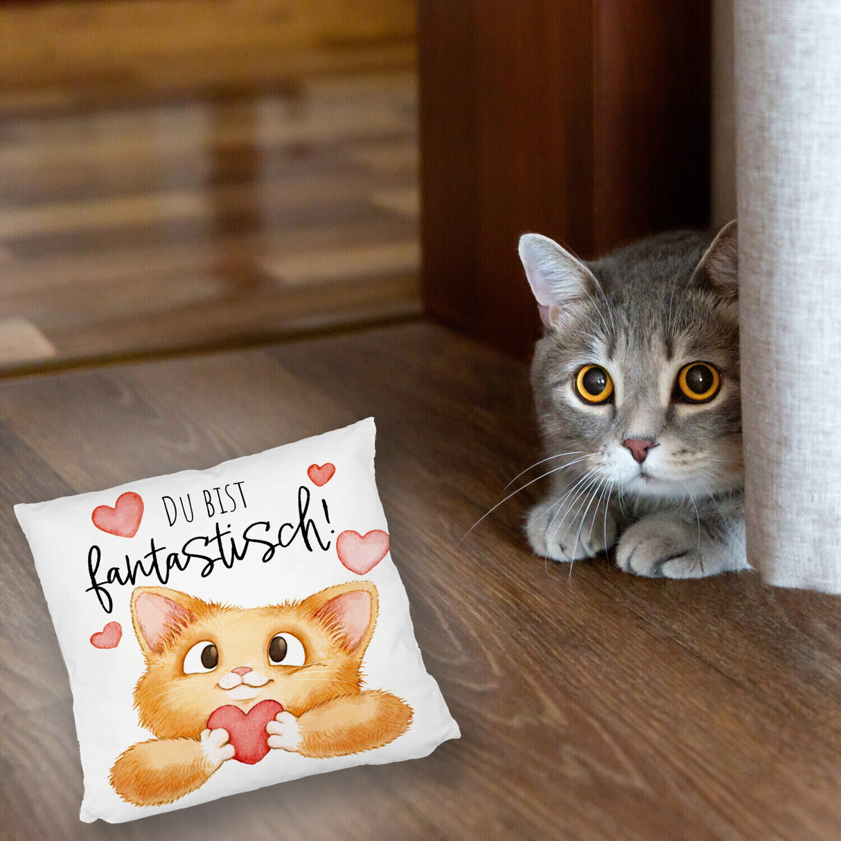 Katze Kissen mit Spruch Du bist fantastisch