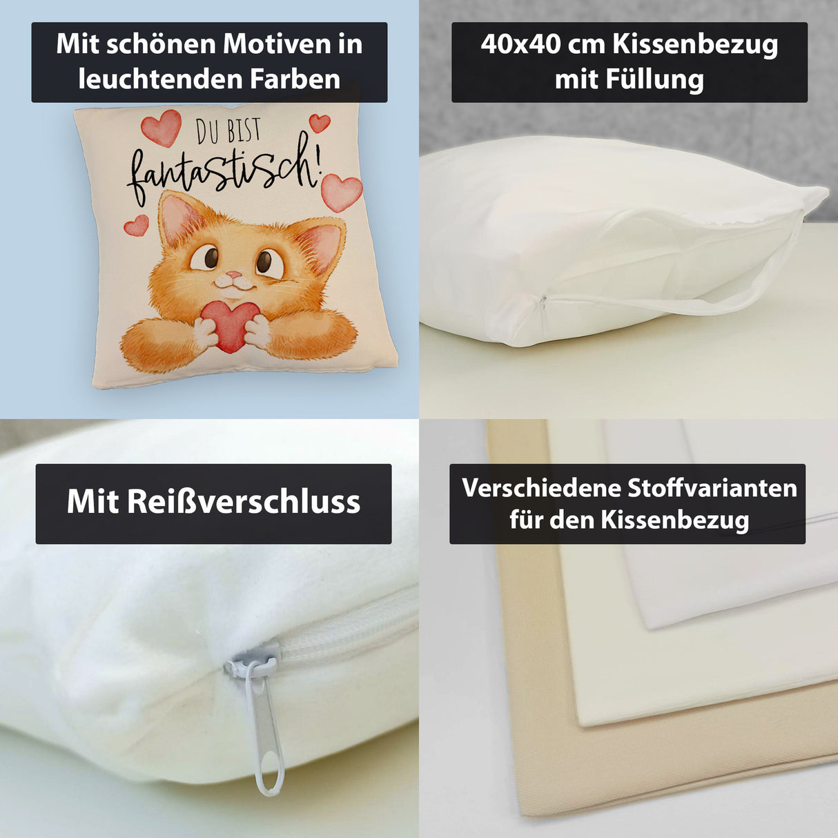 Katze Kissen mit Spruch Du bist fantastisch