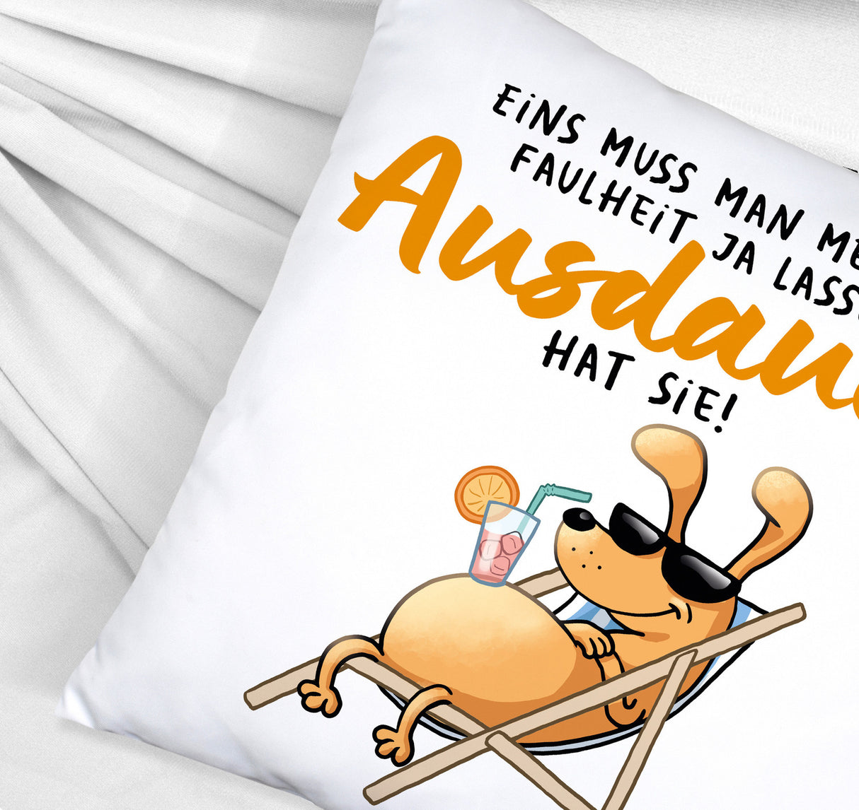 Fauler Hund Kissen mit Spruch Meine Faulheit hat Ausdauer