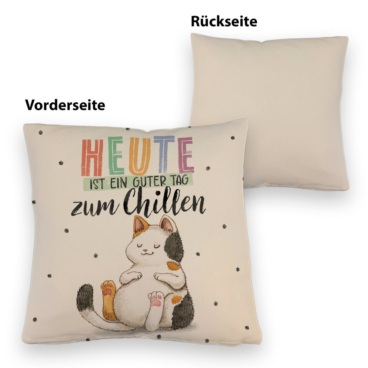 Glückskatze Kissen mit Spruch Heute ist ein guter Tag zum Chillen