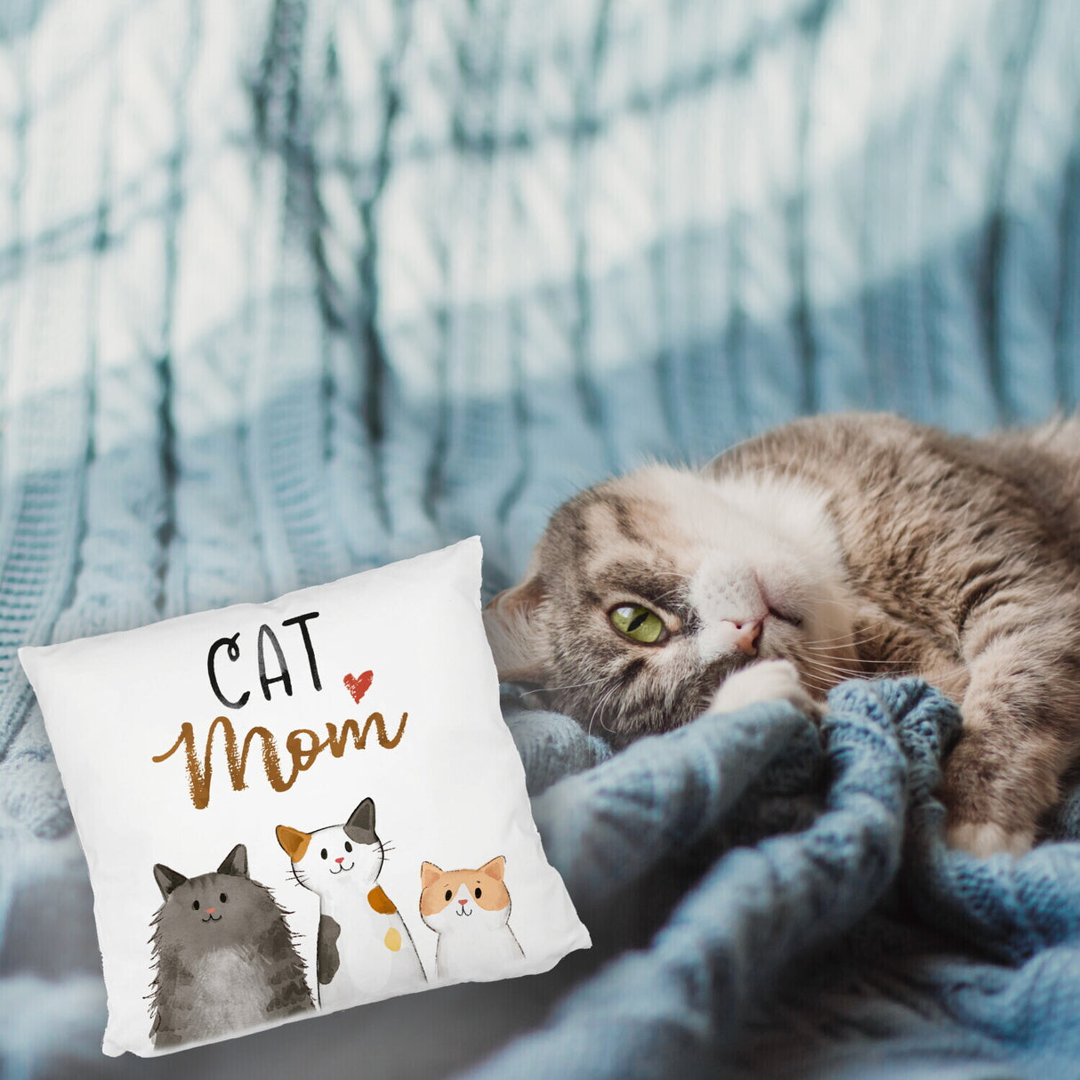 Cat Mom Kissen mit Spruch