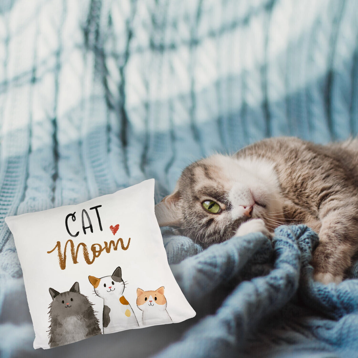 Cat Mom Kissen mit Spruch