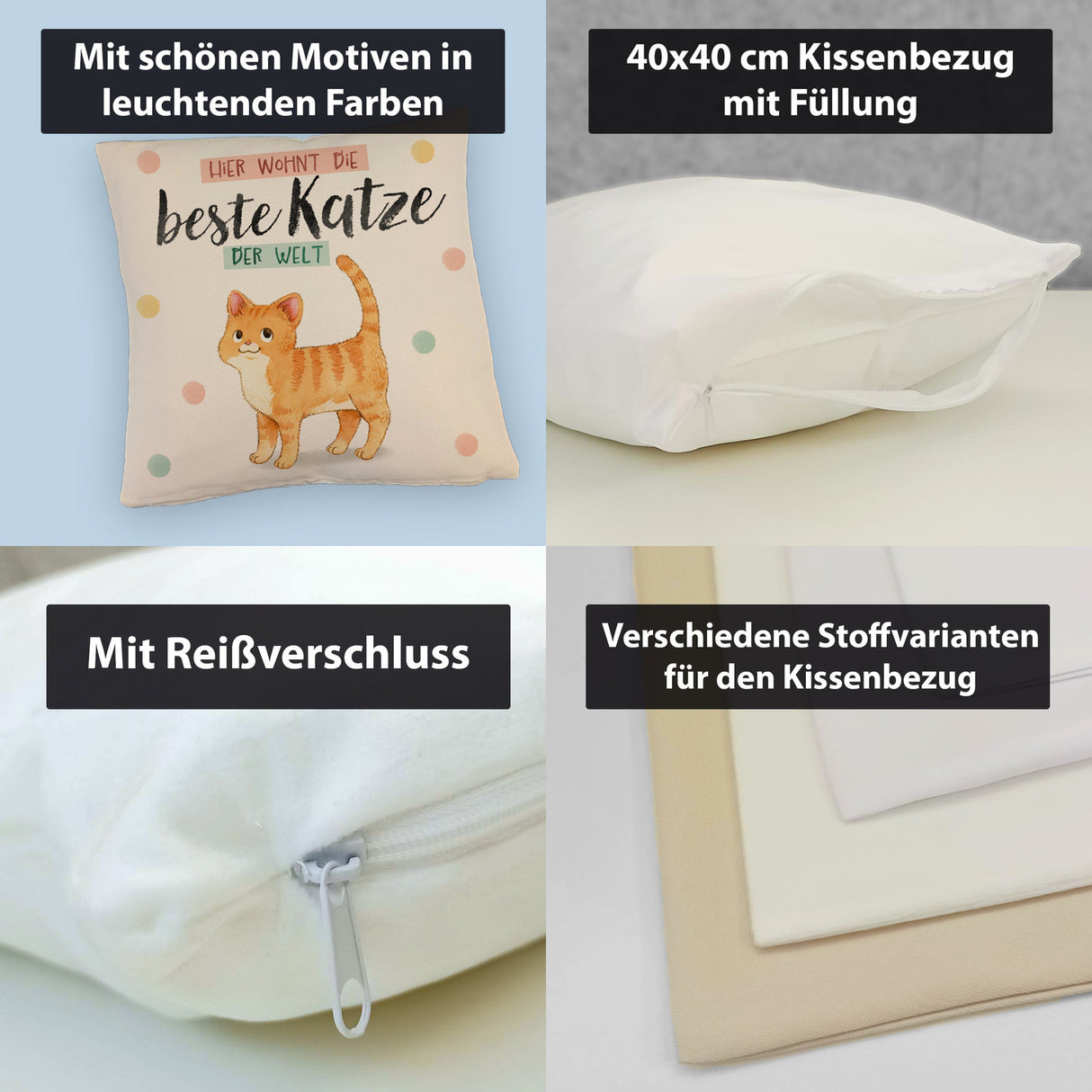 Beste Katze der Welt Kissen mit oranger Katze Katze und Spruch