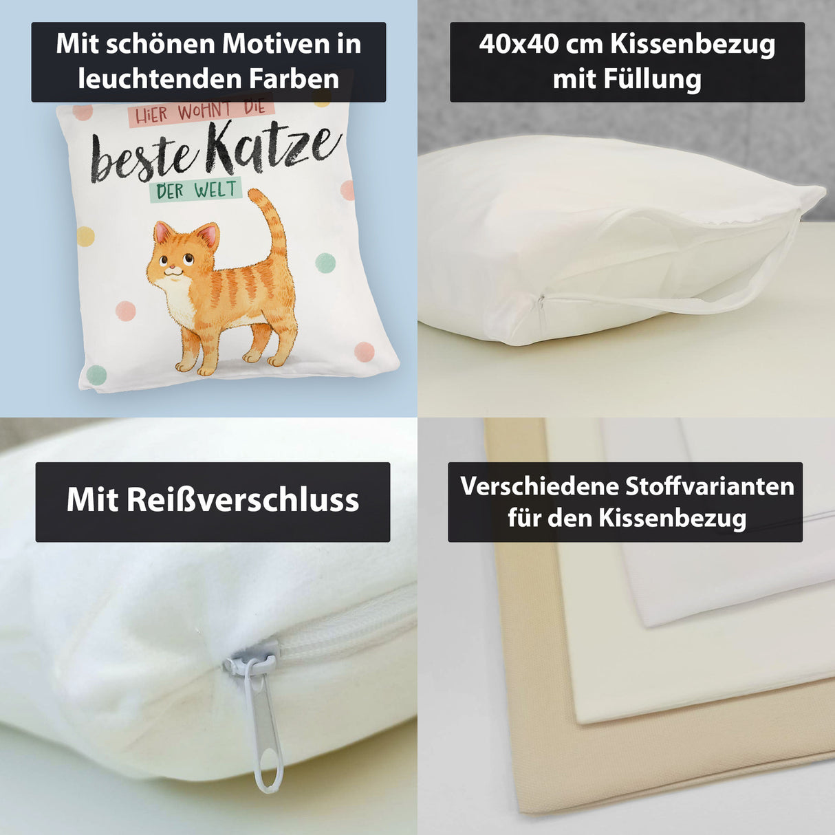 Beste Katze der Welt Kissen mit oranger Katze Katze und Spruch