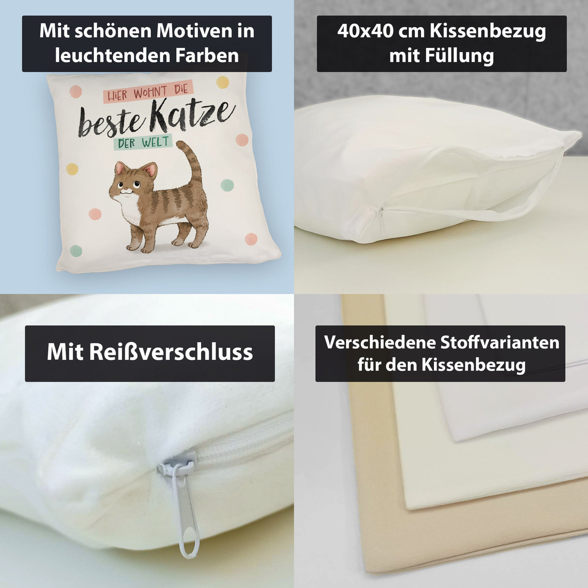 Beste Katze der Welt Kissen mit oranger Katze Katze und Spruch