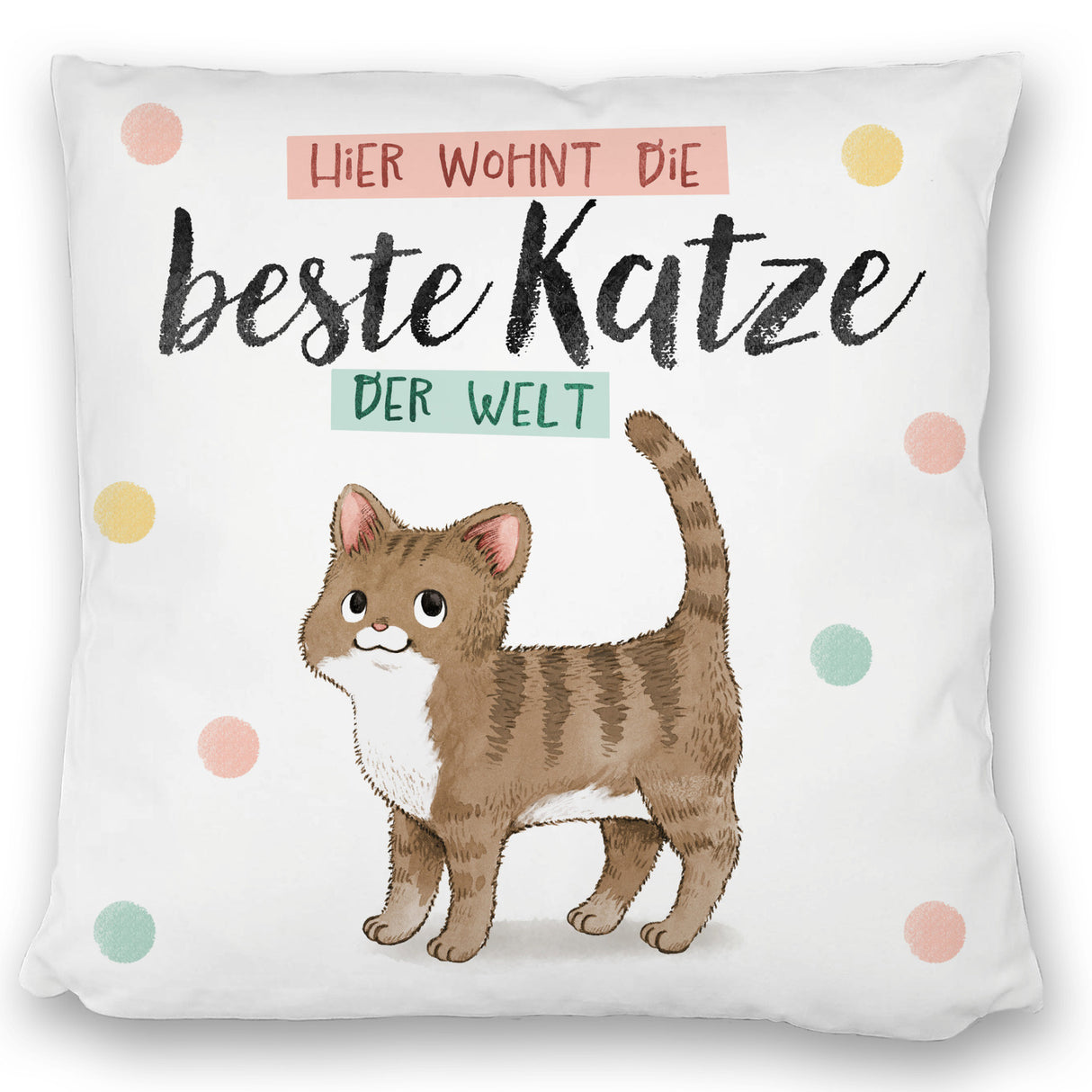 Beste Katze der Welt Kissen mit oranger Katze Katze und Spruch