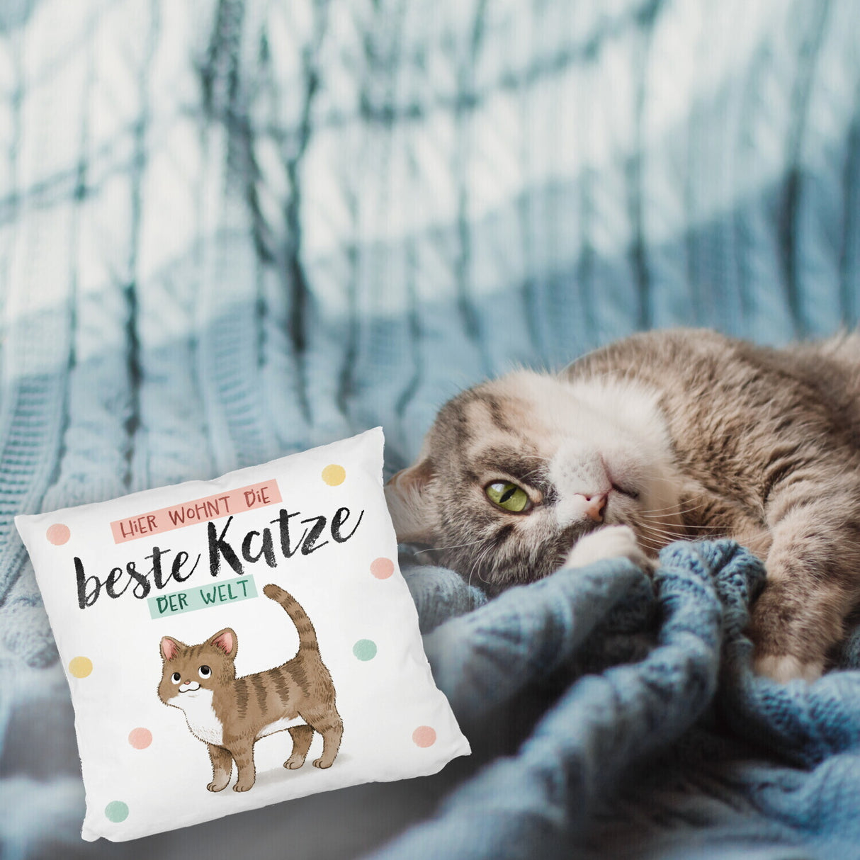 Beste Katze der Welt Kissen mit oranger Katze Katze und Spruch