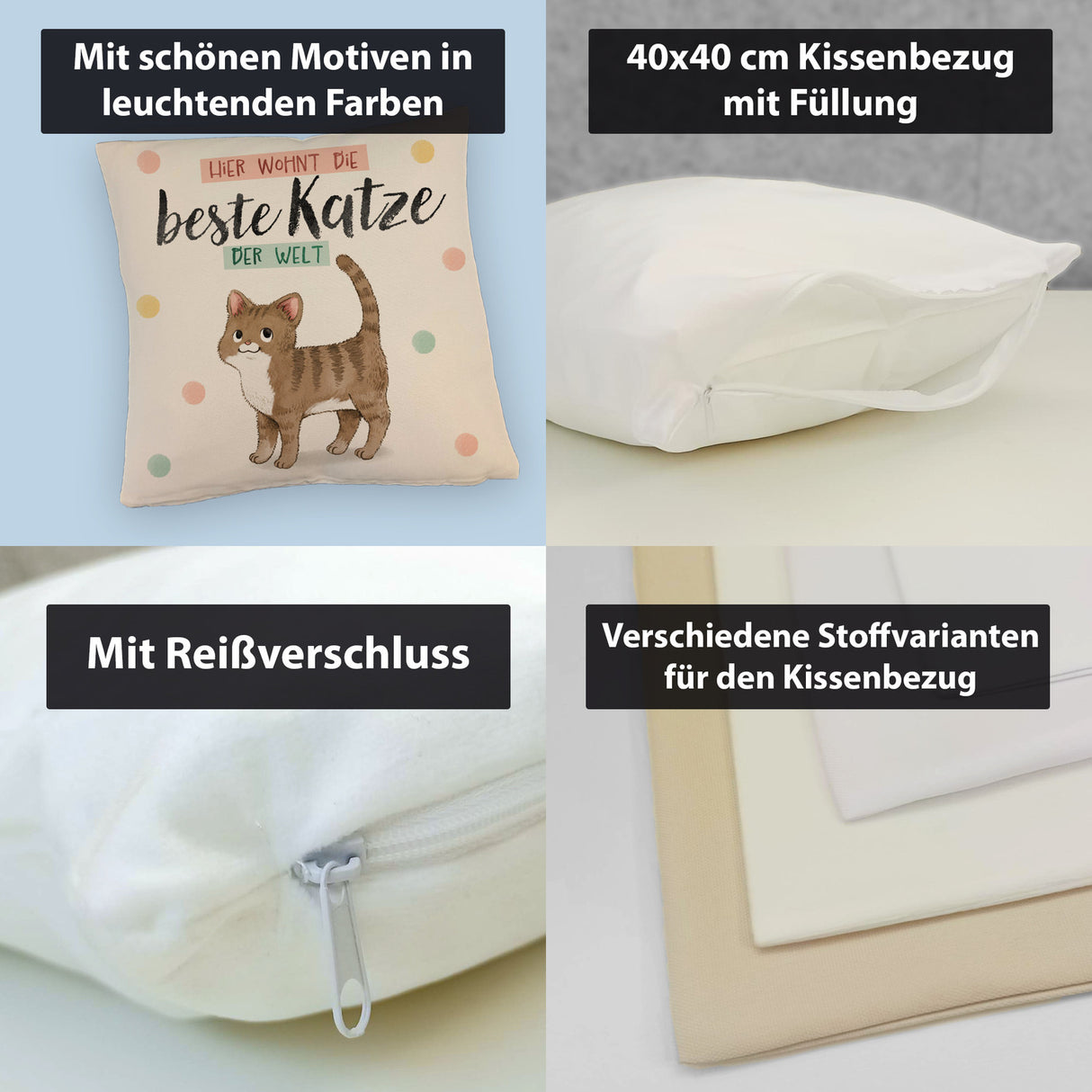 Beste Katze der Welt Kissen mit oranger Katze Katze und Spruch