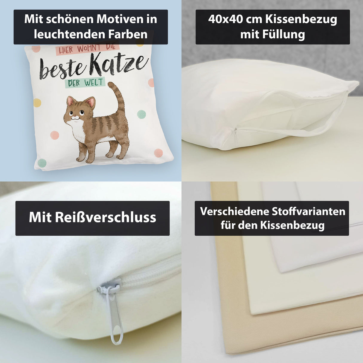 Beste Katze der Welt Kissen mit oranger Katze Katze und Spruch
