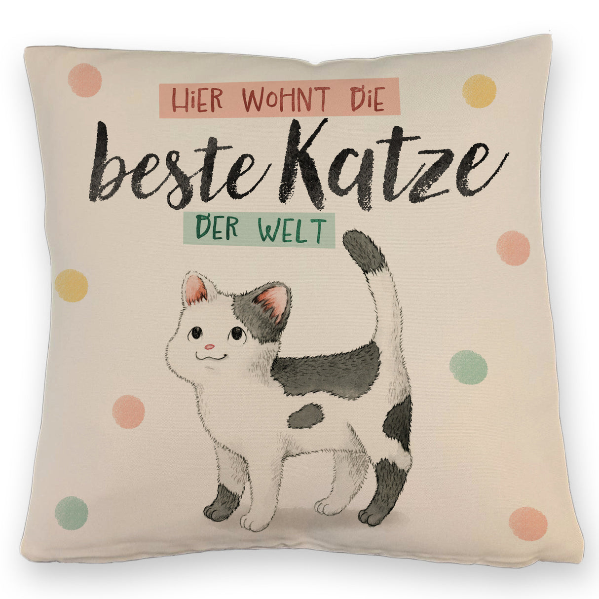 Beste Katze der Welt Kissen mit oranger Katze Katze und Spruch