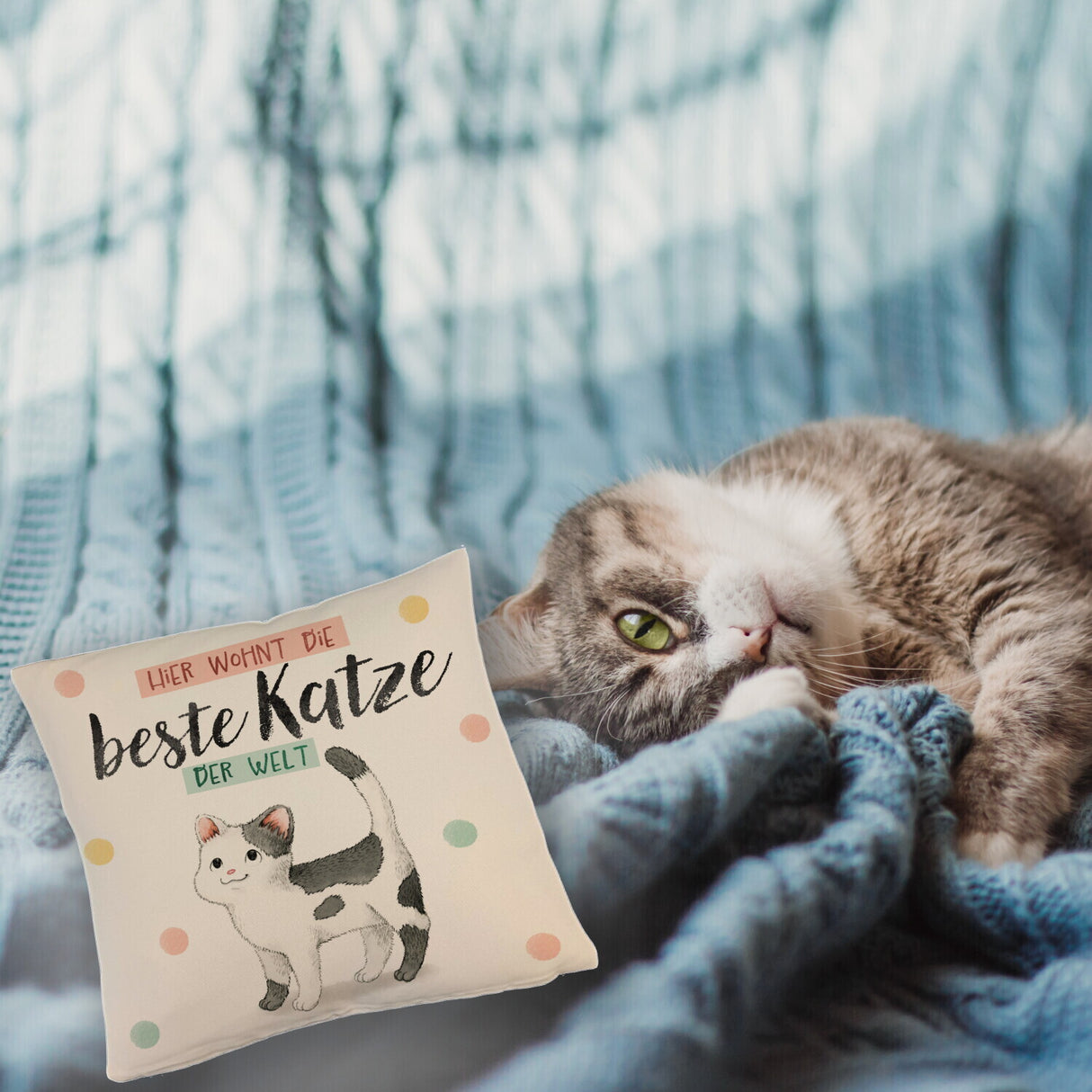 Beste Katze der Welt Kissen mit oranger Katze Katze und Spruch