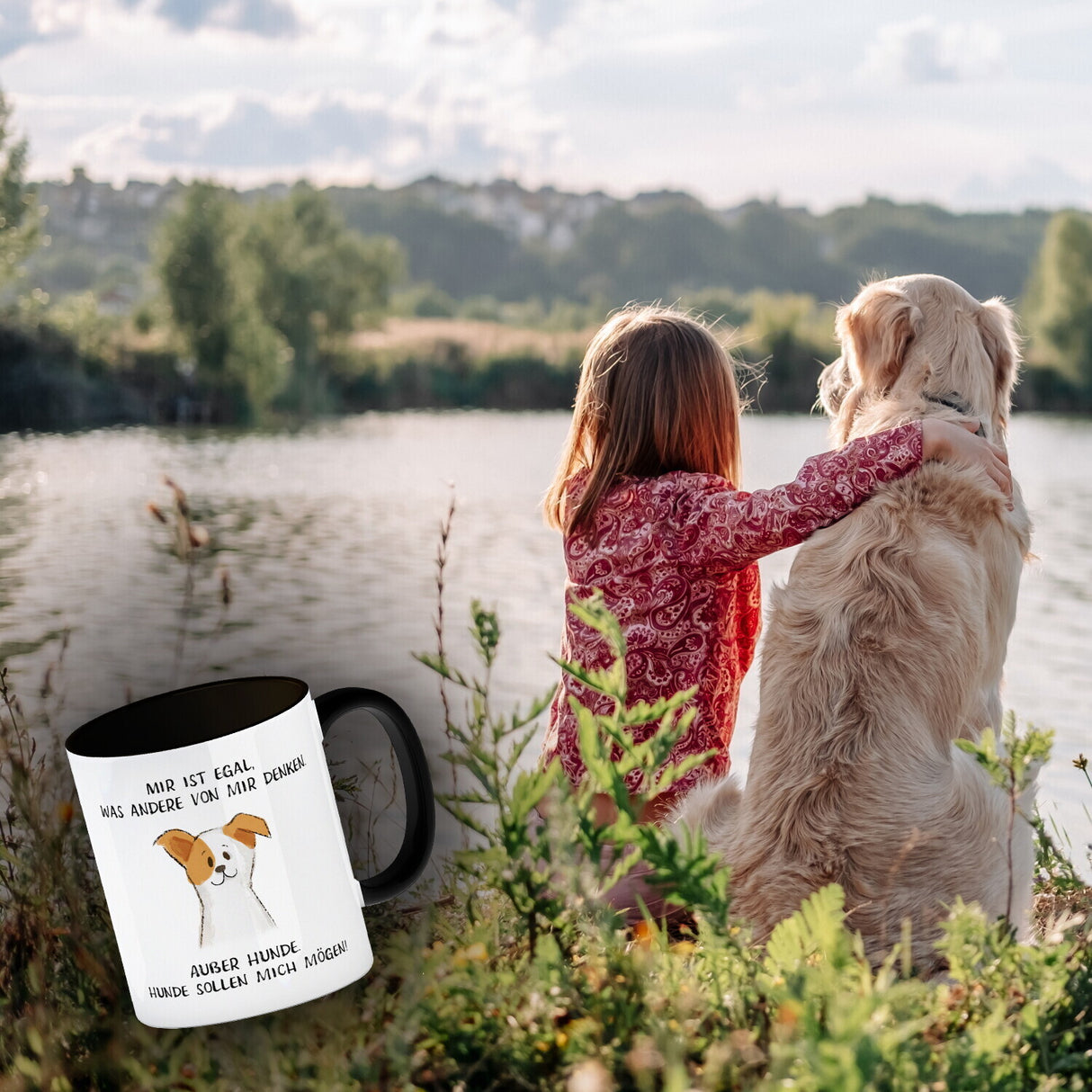 Ist mir egal was Andere denken Kaffeebecher mit Spruch Außer Hunde
