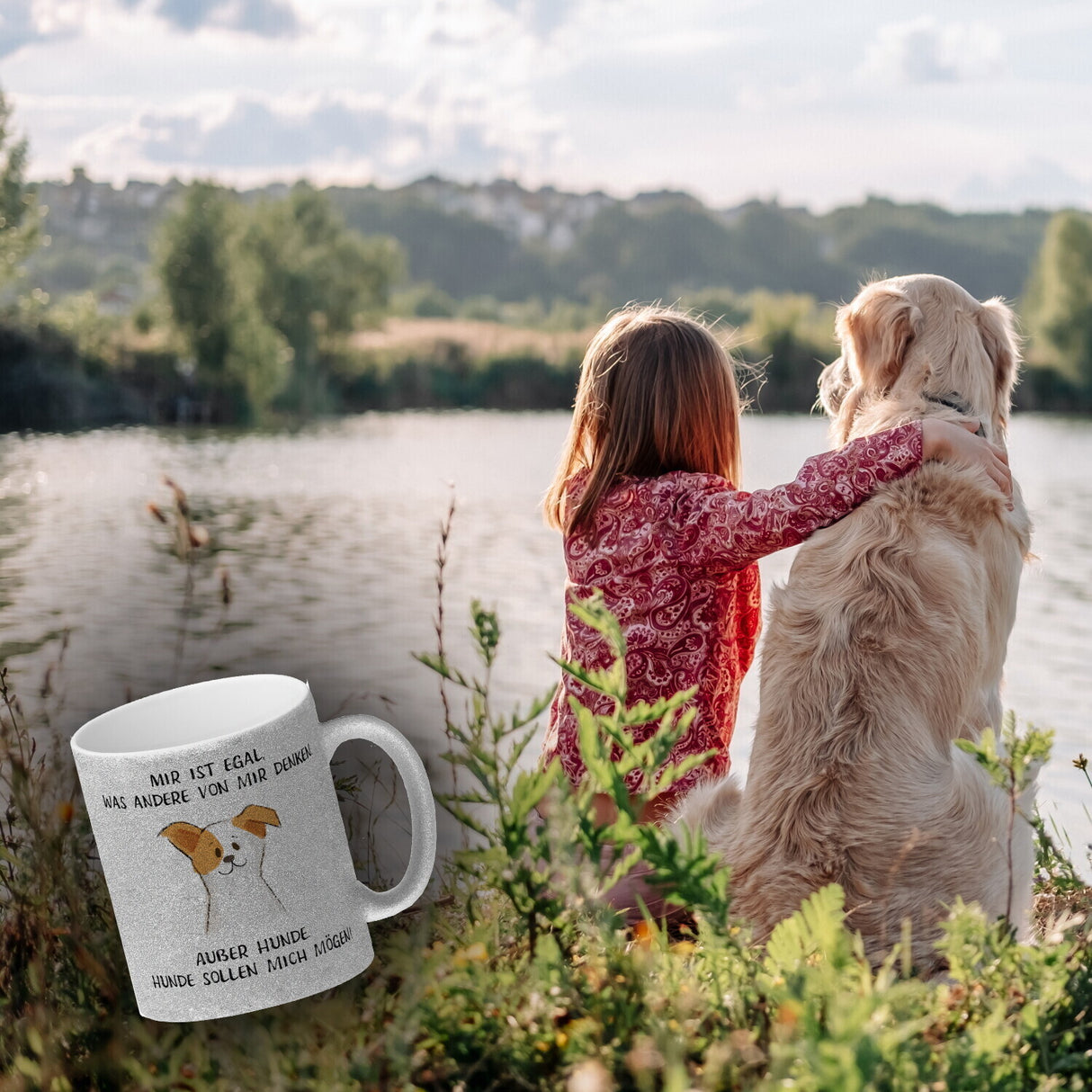 Ist mir egal was Andere denken Kaffeebecher mit Spruch Außer Hunde