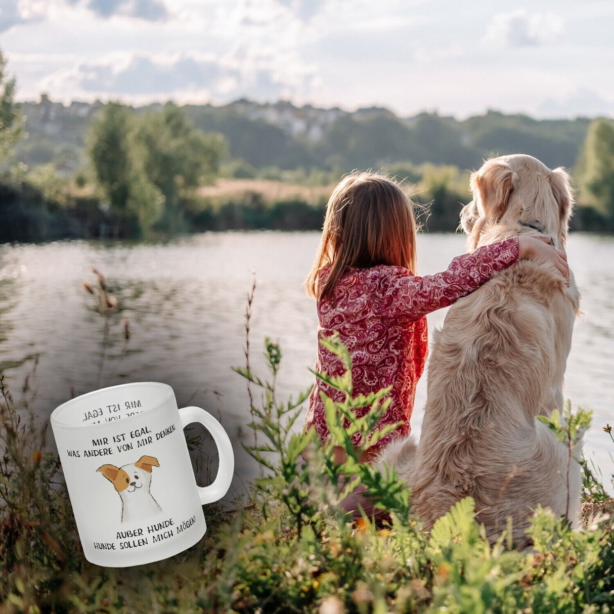 Ist mir egal was Andere denken Kaffeebecher mit Spruch Außer Hunde
