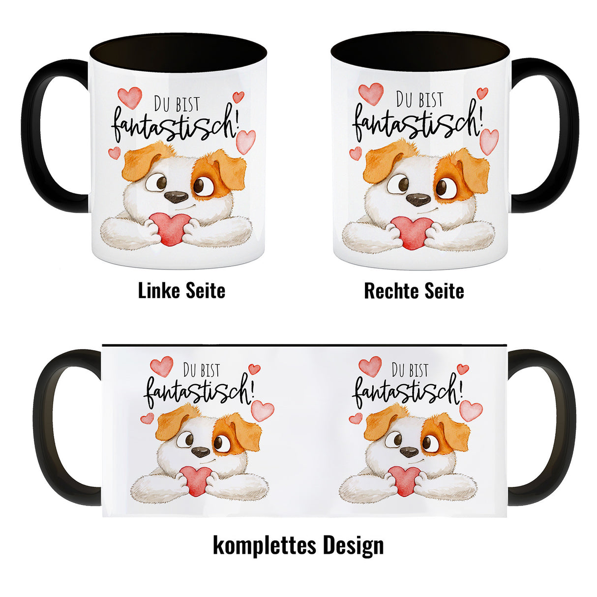 Hund Kaffeebecher mit Spruch Du bist fantastisch