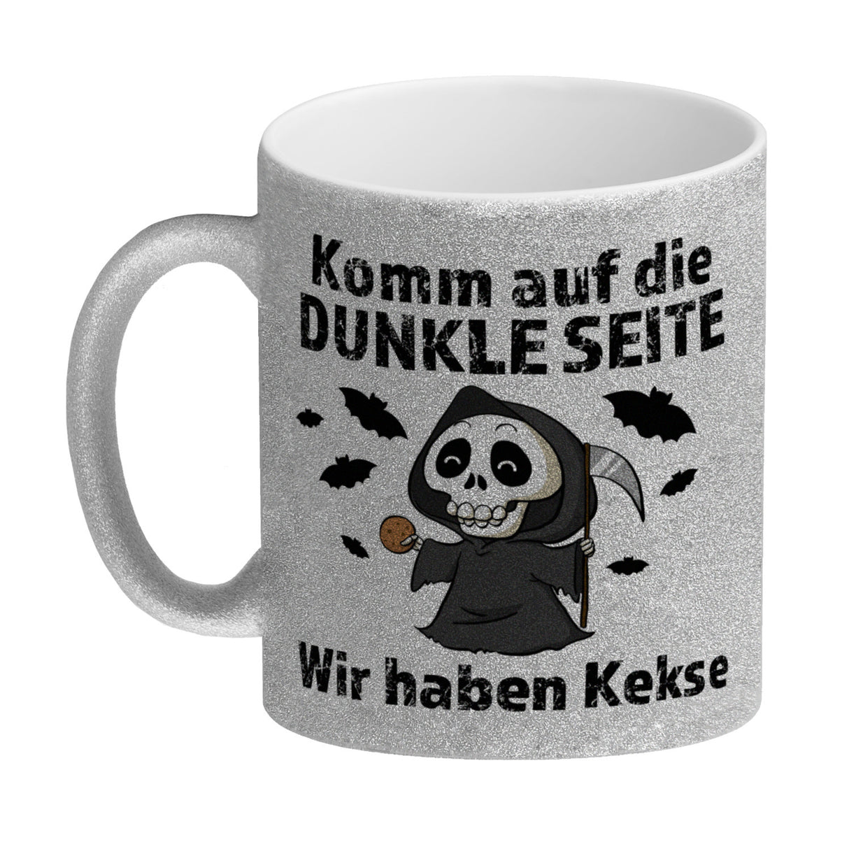 Komm auf die dunkle Seite Kaffeebecher mit Spruch Wir haben Kekse