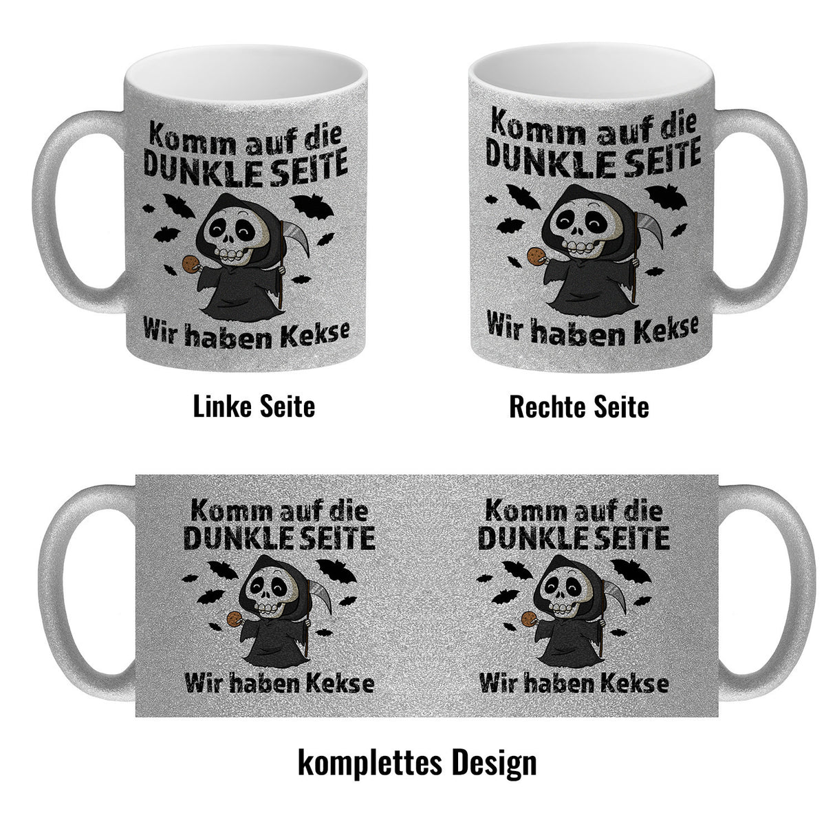 Komm auf die dunkle Seite Kaffeebecher mit Spruch Wir haben Kekse