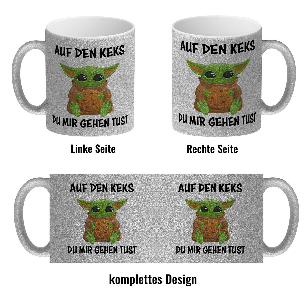 Baby-Alien Kaffeebecher mit Spruch Auf den Keks du mir gehen tust