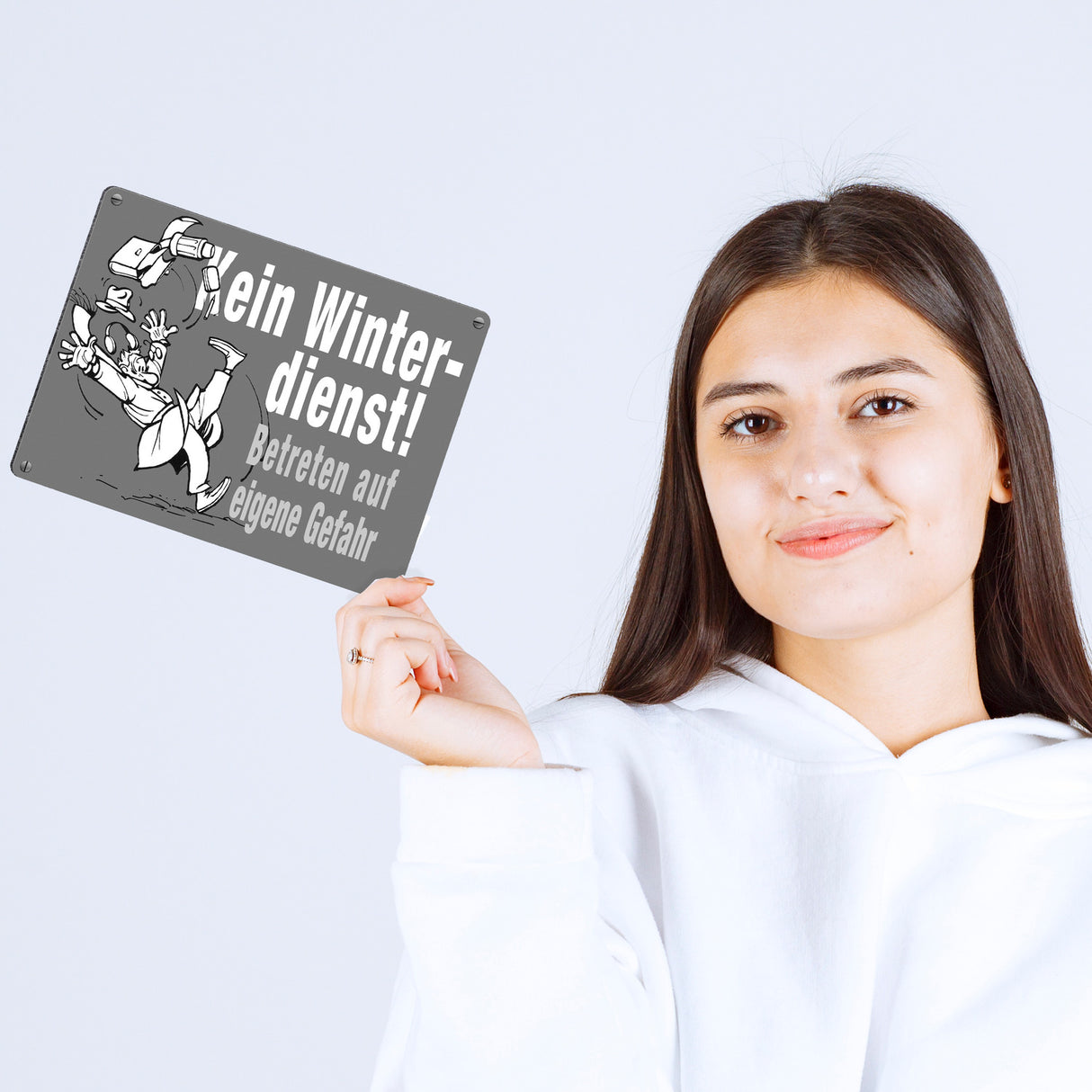 Kein Winterdienst Metallschild in 15x20 cm mit Spruch Betreten auf eigene Gefahr