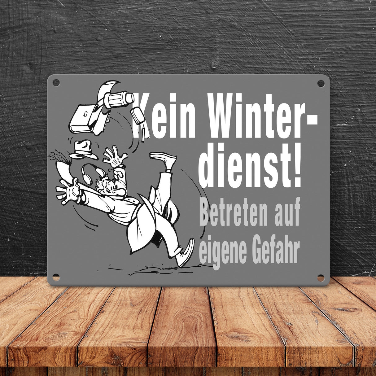 Kein Winterdienst Metallschild in 15x20 cm mit Spruch Betreten auf eigene Gefahr