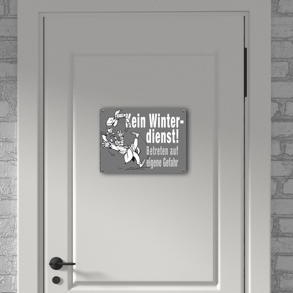 Kein Winterdienst Metallschild in 15x20 cm mit Spruch Betreten auf eigene Gefahr