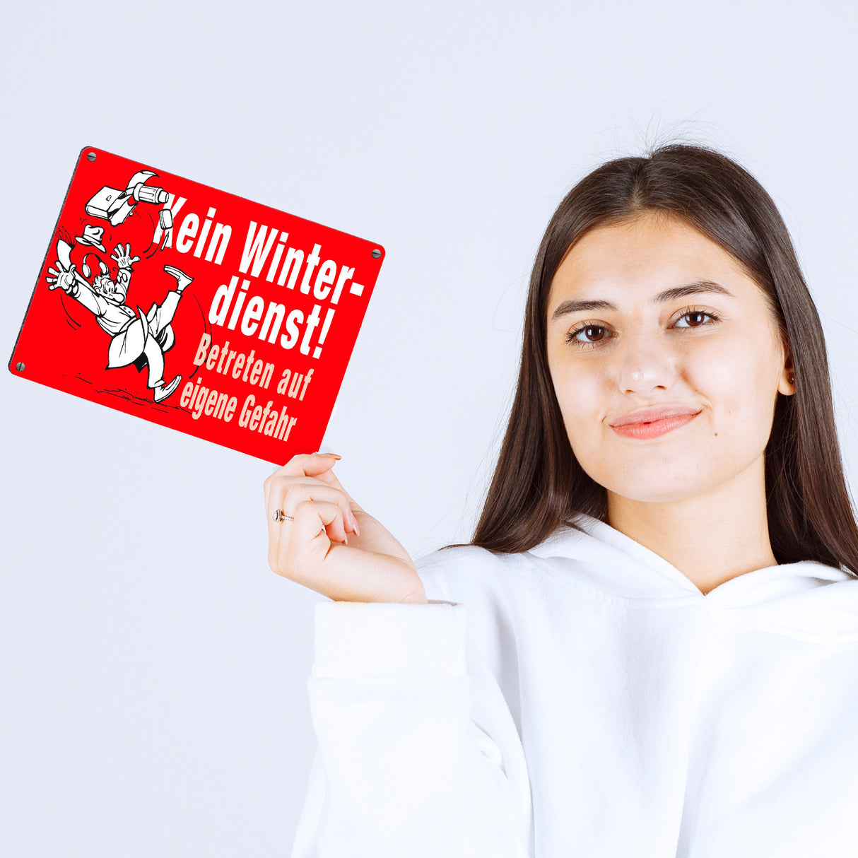 Kein Winterdienst Metallschild in 15x20 cm mit Spruch Betreten auf eigene Gefahr