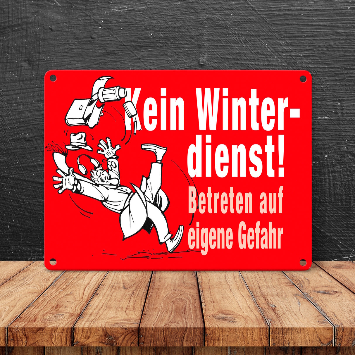 Kein Winterdienst Metallschild in 15x20 cm mit Spruch Betreten auf eigene Gefahr
