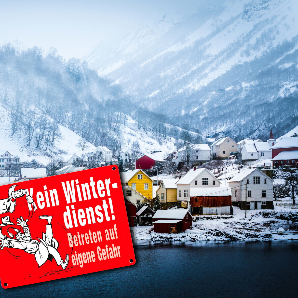 Kein Winterdienst Metallschild in 15x20 cm mit Spruch Betreten auf eigene Gefahr