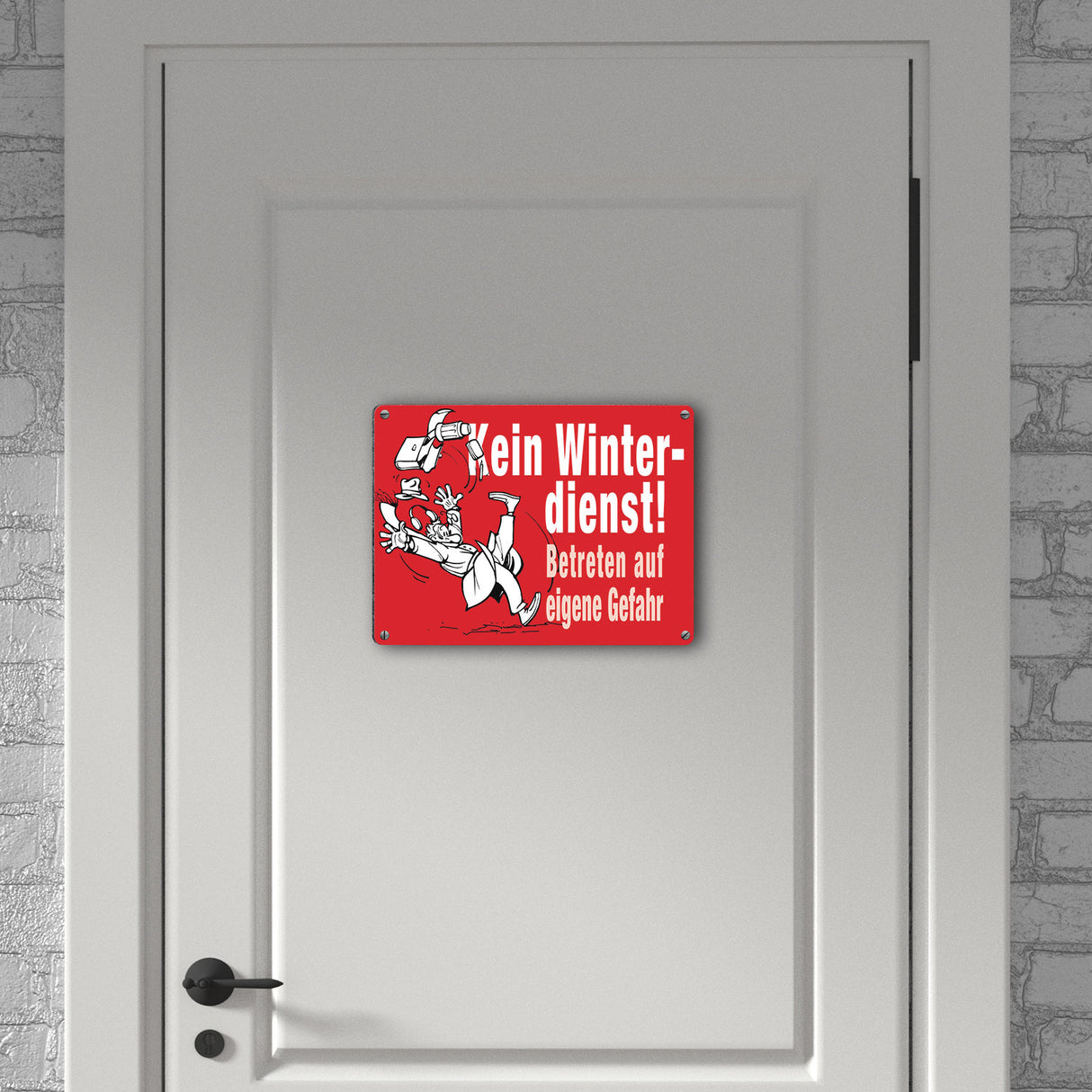 Kein Winterdienst Metallschild in 15x20 cm mit Spruch Betreten auf eigene Gefahr
