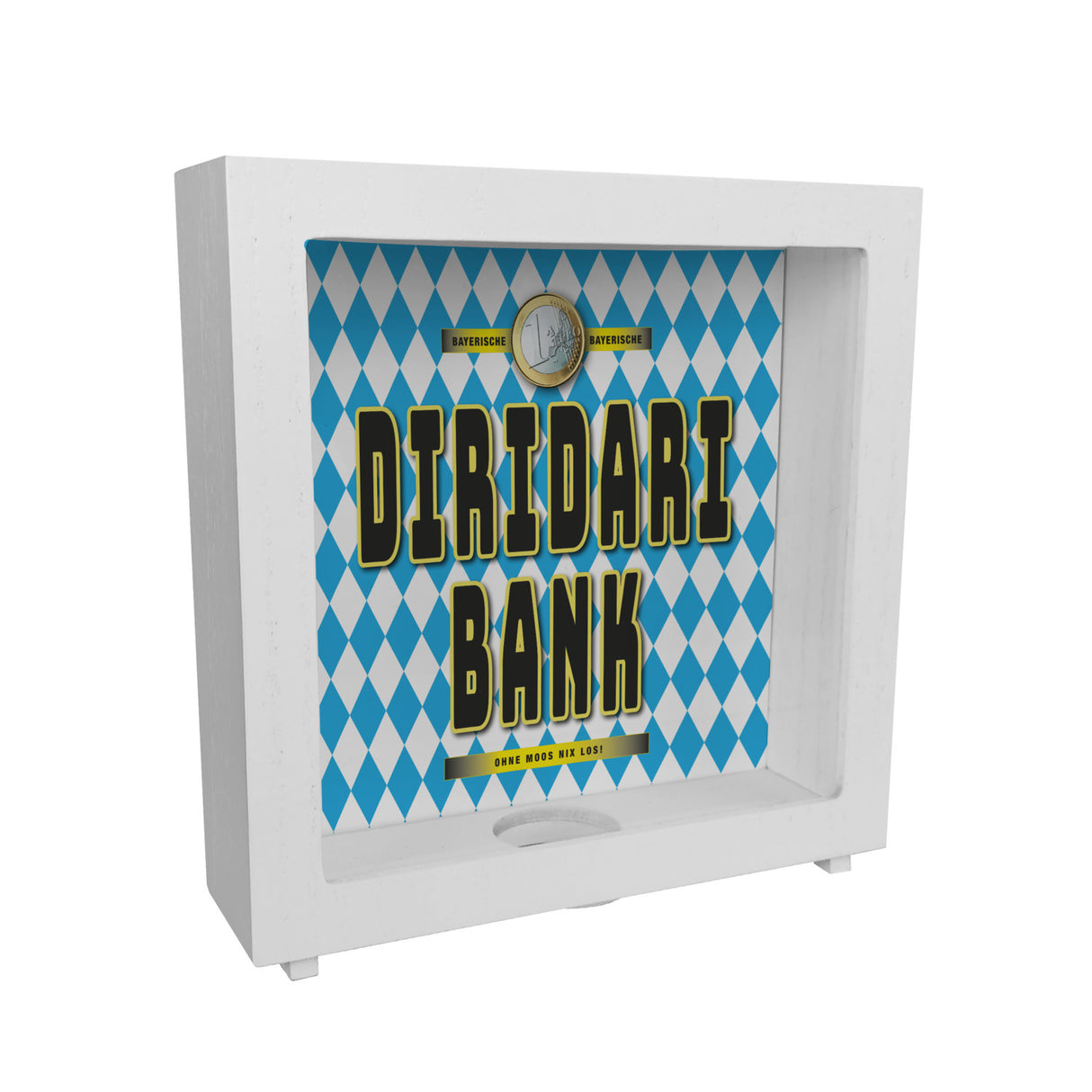 Diridari Bank Bayernflagge Spardose mit Spruch Ohne Moos nix los