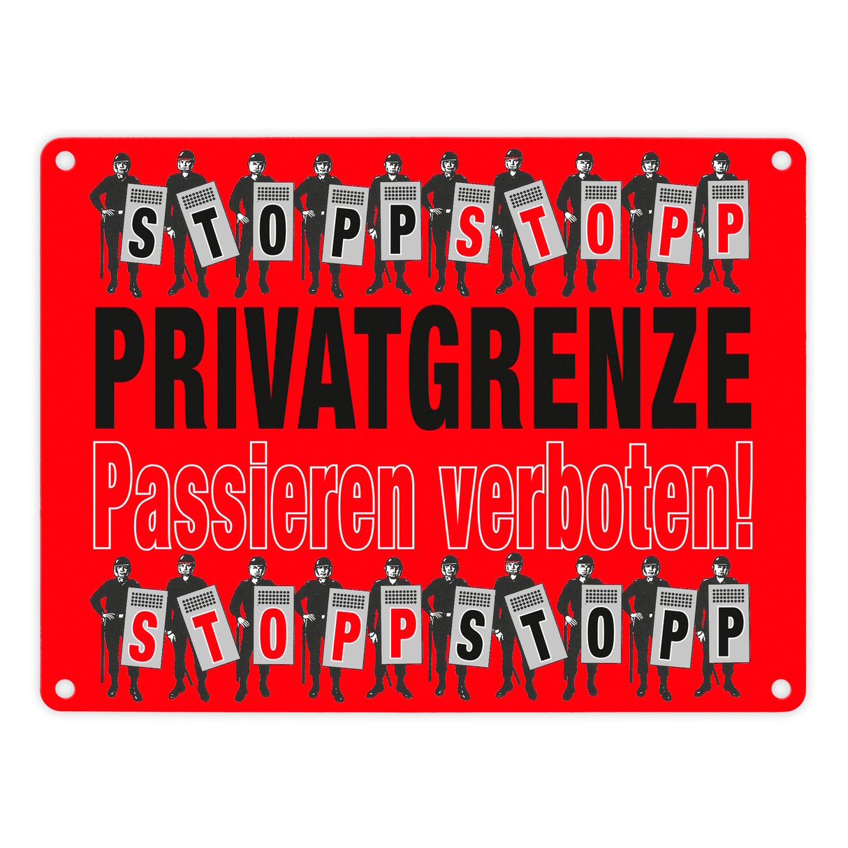 Privatgrenze Metallschild in 15x20 cm mit Spruch Passieren verboten