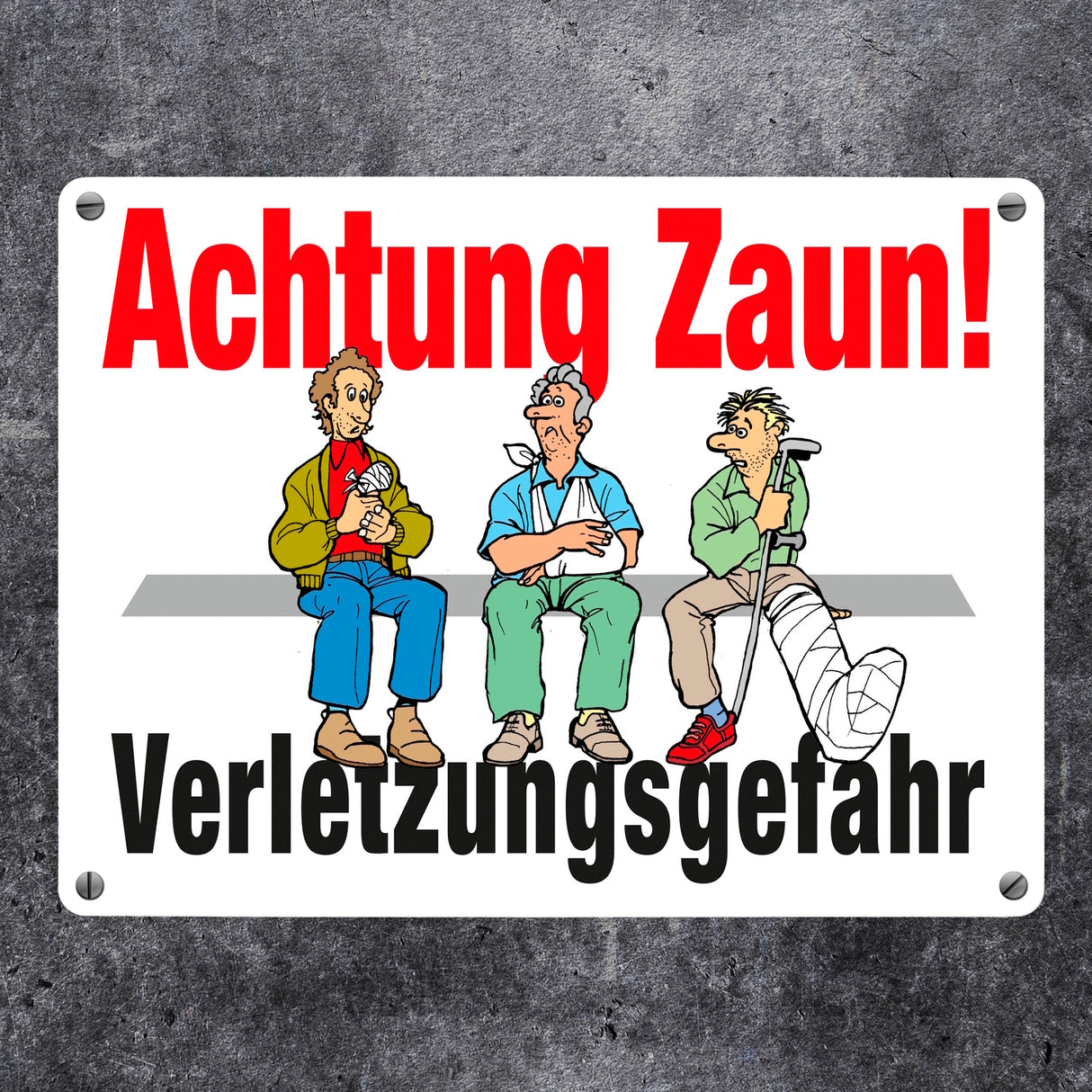 Achtung Zaun Metallschild in 15x20 cm mit Spruch Verletzungsgefahr