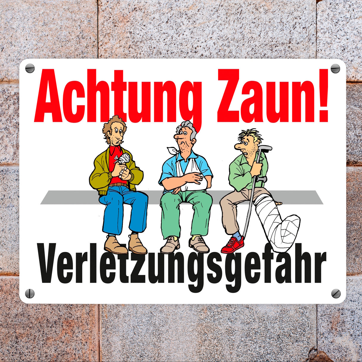Achtung Zaun Metallschild in 15x20 cm mit Spruch Verletzungsgefahr