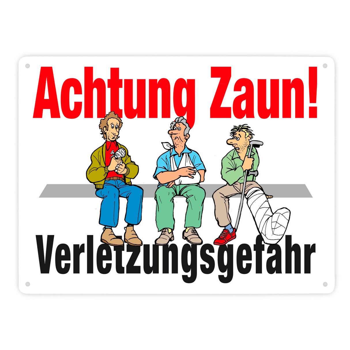 Achtung Zaun Metallschild in 15x20 cm mit Spruch Verletzungsgefahr