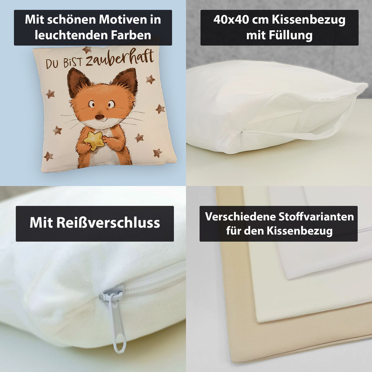 Fuchs Kissen mit Spruch Du bist zauberhaft