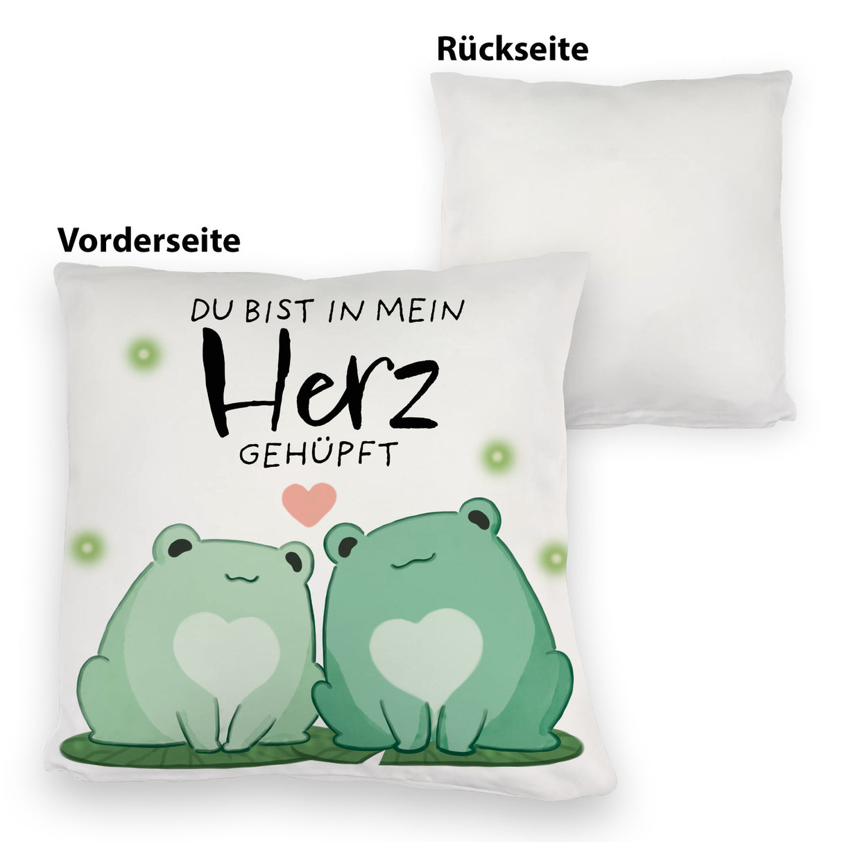 Frosch Kissen mit Spruch Du bist in mein Herz gehüpft
