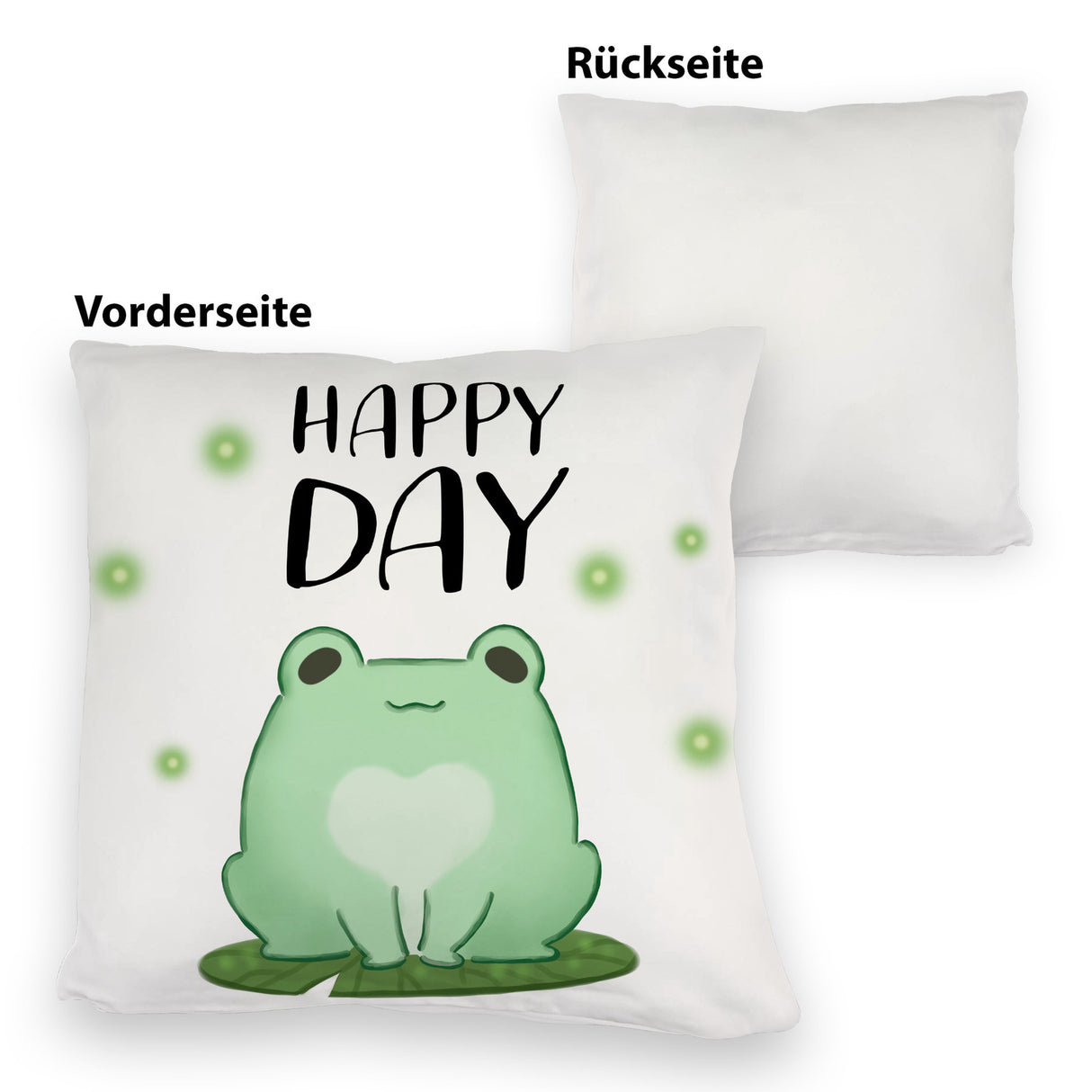 Frosch Kissen mit Spruch Happy Day